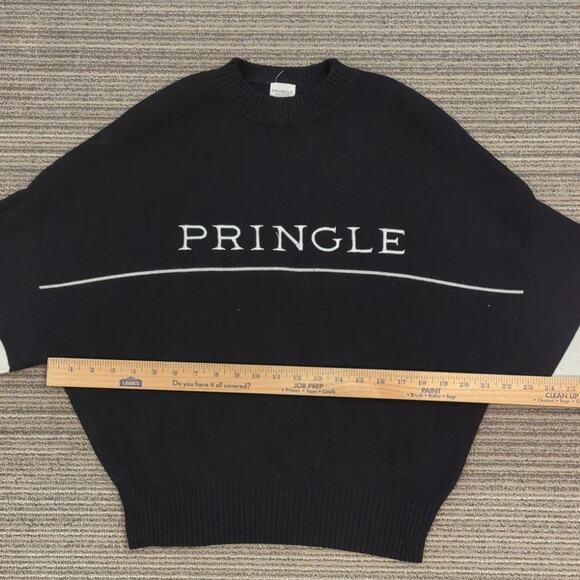 PRINGLE of SCOTLAND X H&M Sweater Size Small Embroidered Logo Black Stripes - Picture 7 of 7